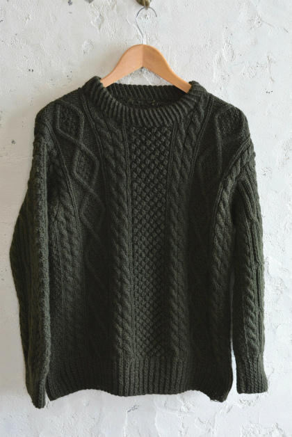Aran sweater & fisherman knit over-dyed dark green/wine red_f0226051_13514280.jpg