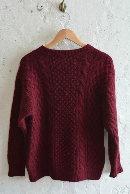 Aran sweater & fisherman knit over-dyed dark green/wine red_f0226051_13552035.jpg