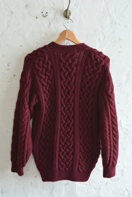 Aran sweater & fisherman knit over-dyed dark green/wine red_f0226051_14262402.jpg