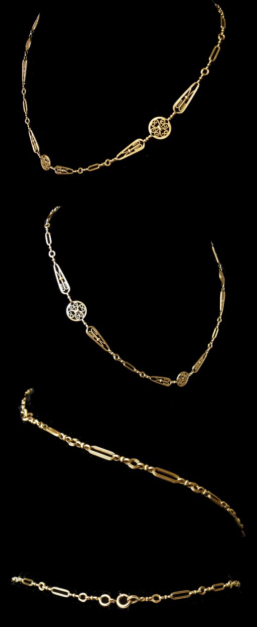 N. 1150 フィリグリー ネックレス 18金製ハンドメイド/フランス