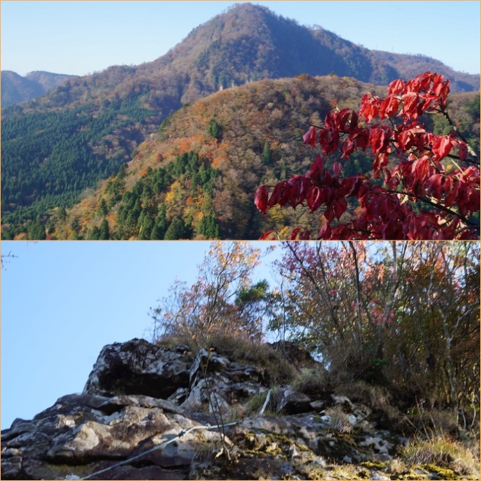 紅葉の鷹ノ巣山へ・・・岩壁を飾る紅葉（11月5日）。_f0016066_4325788.jpg