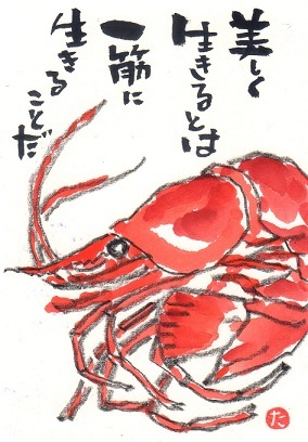 赤海老 銀の絵手紙