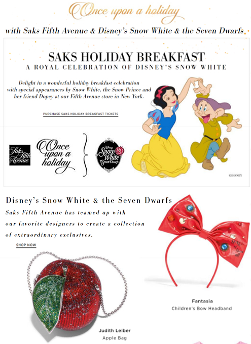 NYのSaks Fifth AvenueとDisneyが『白雪姫』生誕80周年記念ホリデー・ウィンドウで史上初コラボ!!!_b0007805_9203289.jpg