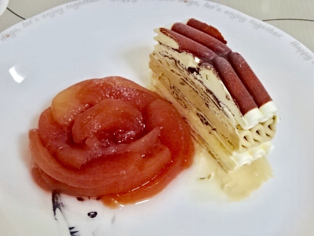 りんごの赤ワイン煮 僕の足跡 ハスキーと猫