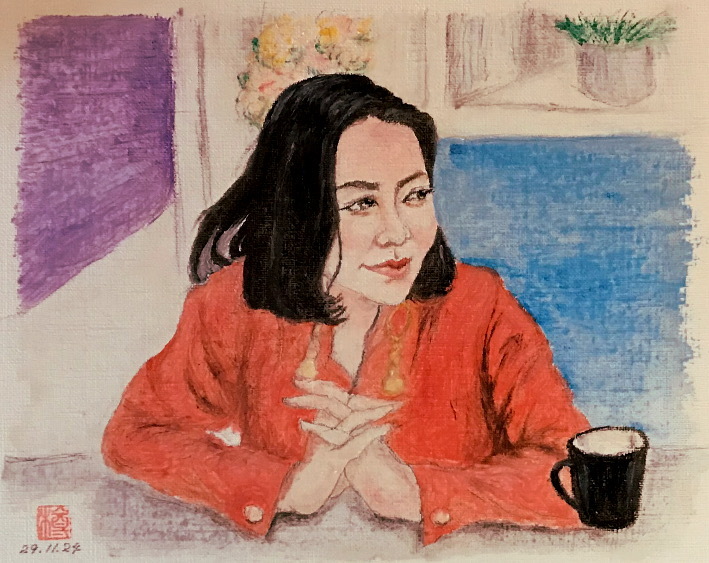 ジャーナリスト 有本香氏を描く 画家 棚倉 樽のアートギャラリー