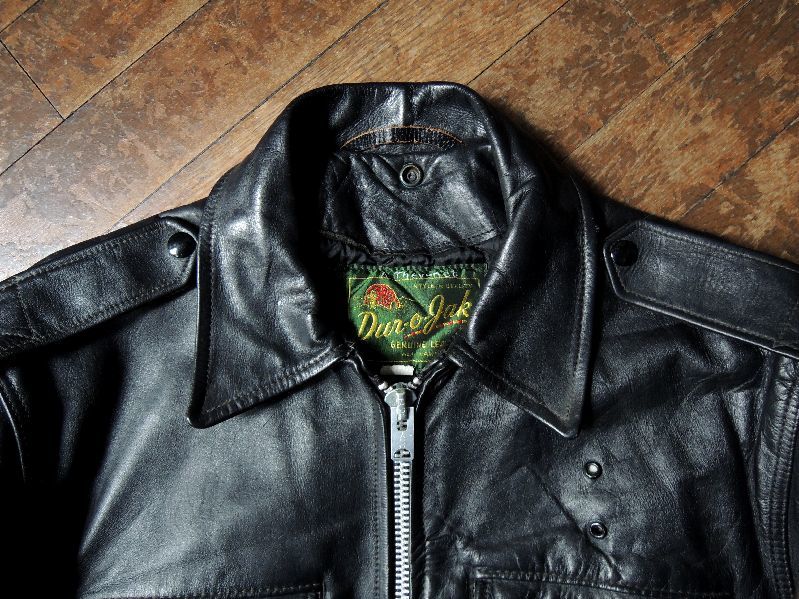 70S DUR O JAK SINGLE LEATHER POLICEMAN JACKET--RECOMMEND