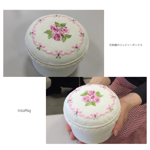  三越カルチャーサロン秋の短期講座『花刺繍のジュエリーボックス』2回目のレッスンにご参加いただきましてありがとうございました♪_a0157409_08010000.jpg