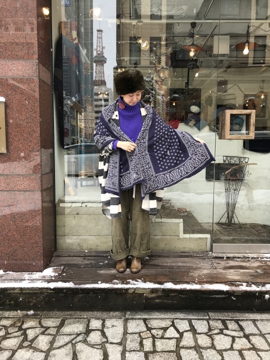 KAPITAL】縮絨ウール ナバホサンダーマフラー