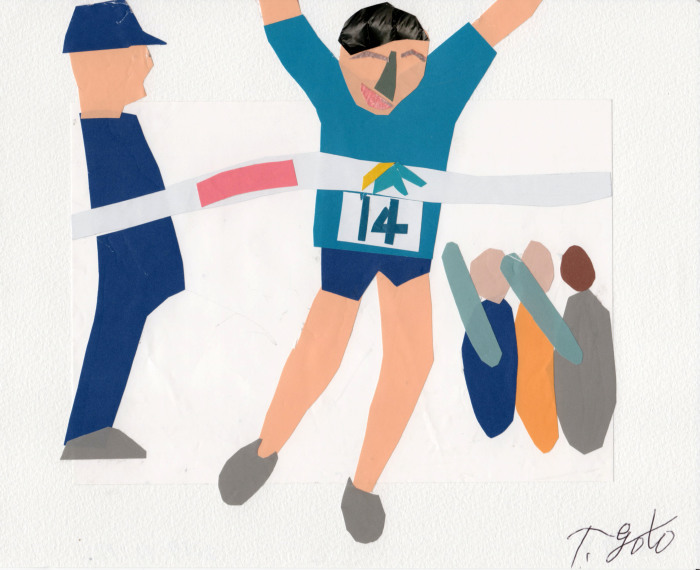 マラソン 切り絵おやじ マラソン 切り絵おやじ