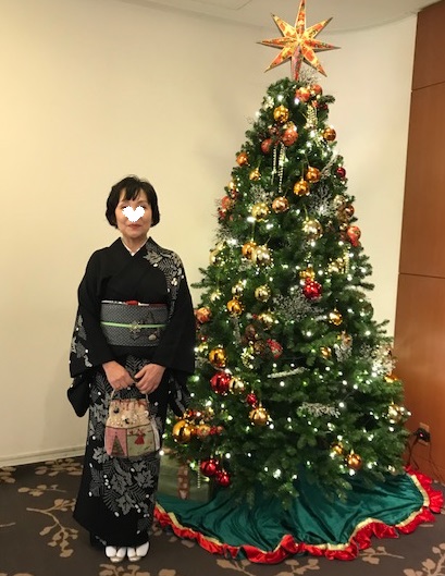 クリスマス会・絞りの着物+クリスマス帯・手作りのバッグ。_f0181251_15425887.jpg