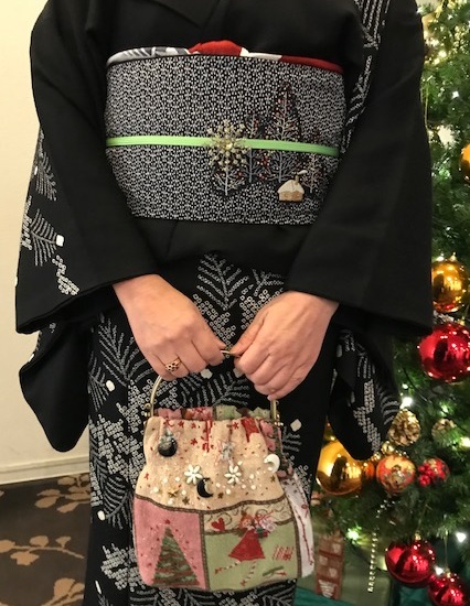 クリスマス会・絞りの着物+クリスマス帯・手作りのバッグ。_f0181251_15501268.jpg