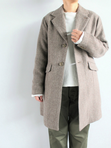 GRANDMA MAMA DAUGHTER　WOOL LINEN  HERRINGBONE COAT_b0139281_1444427.jpg