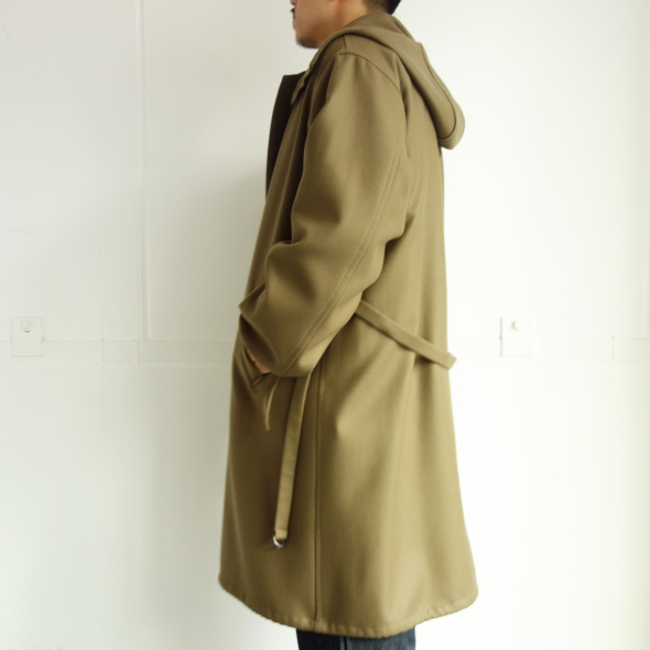 AURALEE LIGHT MELTON LONG HOODED COAT