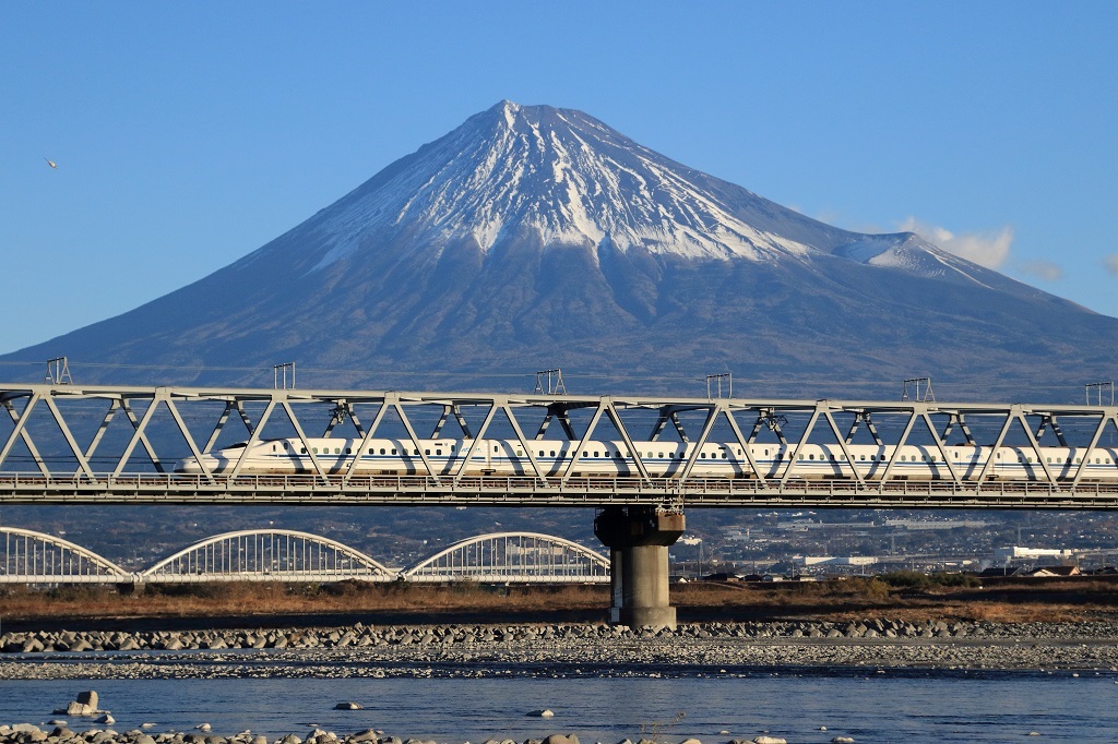富士川橋梁 新幹線定番構図 飛行機 鉄道写真館
