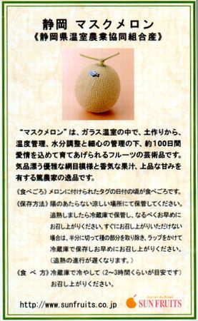 本日の果物ーメロン　2017/12/22_b0044404_15500413.jpg