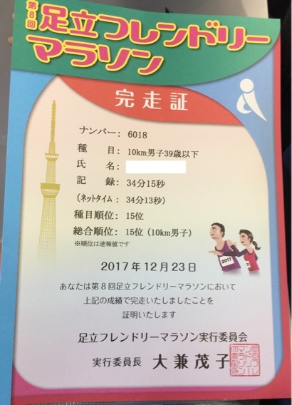 【速報】足立フレンドリーマラソン10km!_f0310282_12133437.jpeg