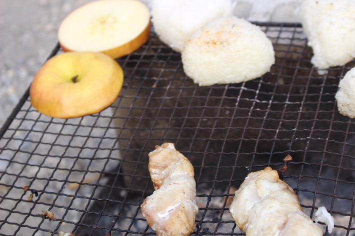 冬のほくほくキャンプ〔２日目〕今朝の料理は「焼きおにぎりの赤ざかな茶漬け」と「ハニーシナモン焼きりんご」だ！_d0363878_11195464.jpg