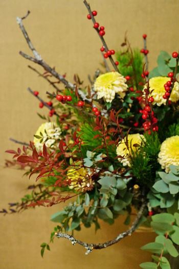 パリスタイルmiyabiからお正月花始まりました お花に囲まれて