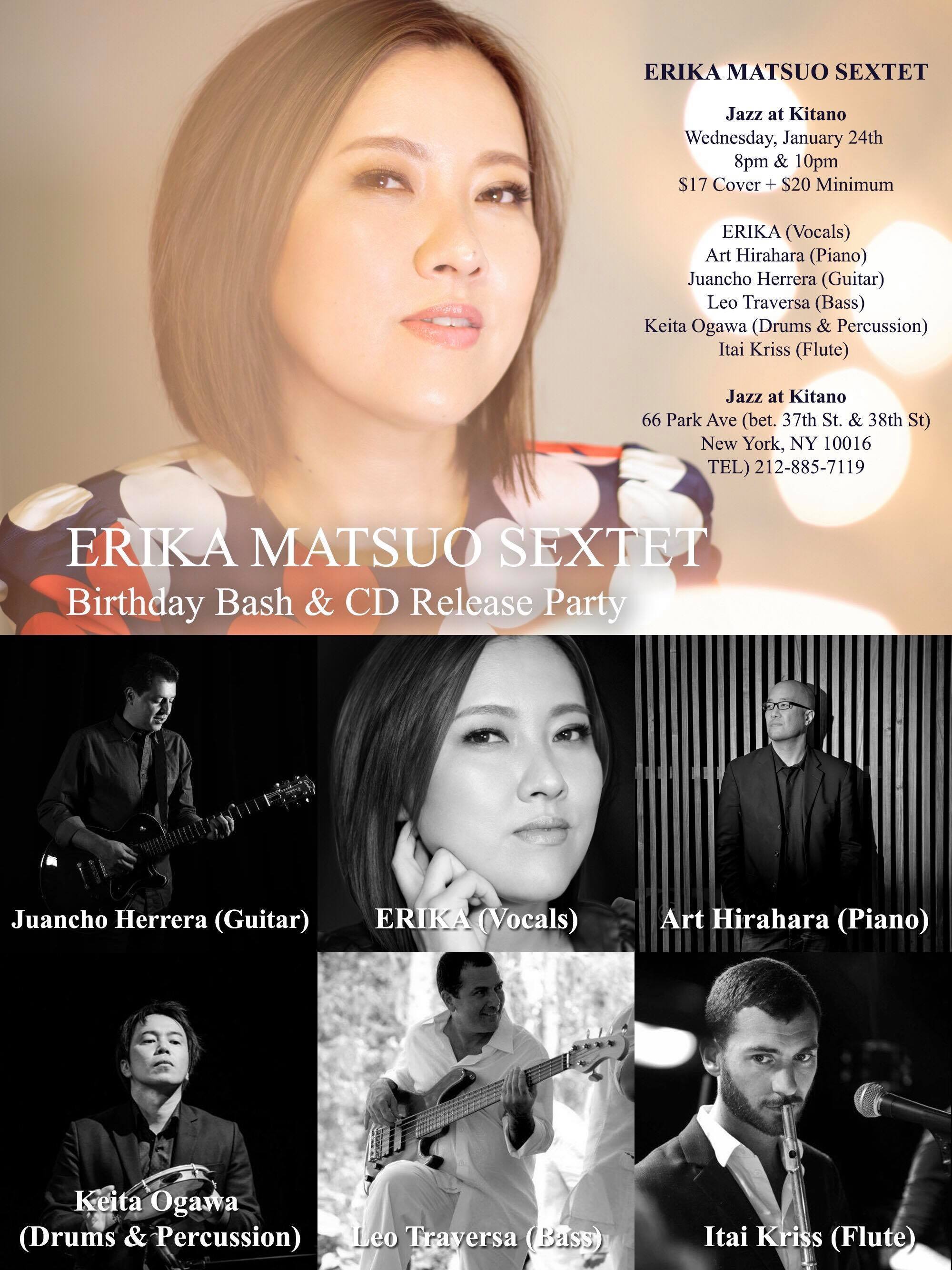 ERKA MATSUO SEXTET Birthday Bash at Jazz at Kitano on January 24, 2018_a0150139_10091174.jpg