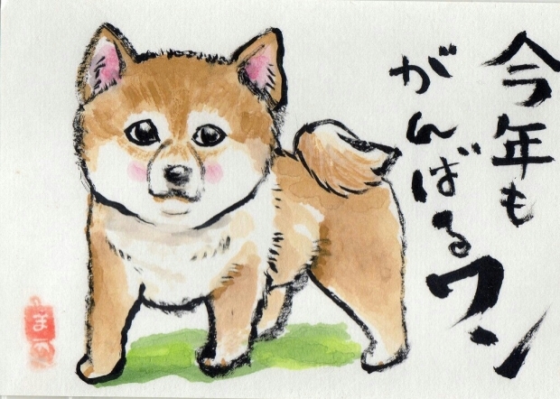 柴犬の絵手紙 まゆみのお絵描き絵手紙