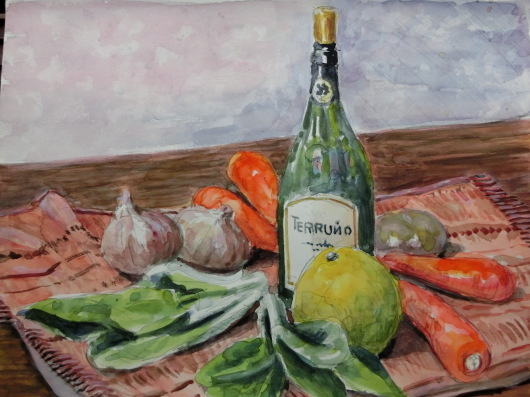 ワインボトルと野菜 : 田代正之絵画集(趣味の絵画）