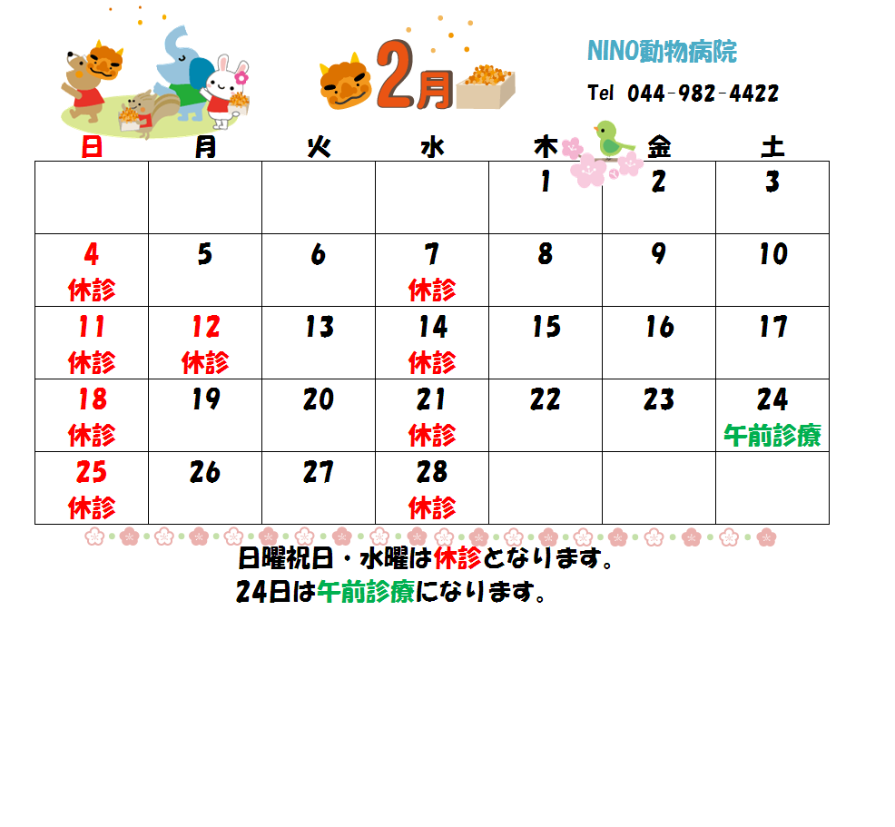 2月の診療日のお知らせ☆_e0288670_13250821.png