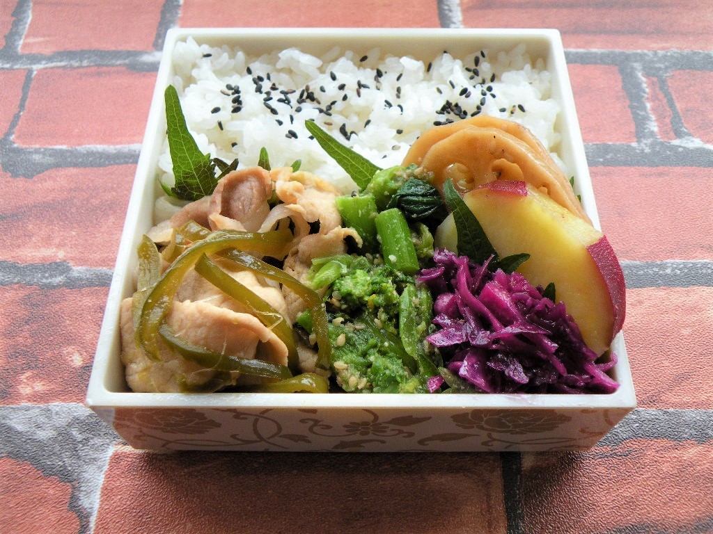 お弁当　１月３０日　（豚肉と玉葱の煮物弁当）_d0285829_13495819.jpg