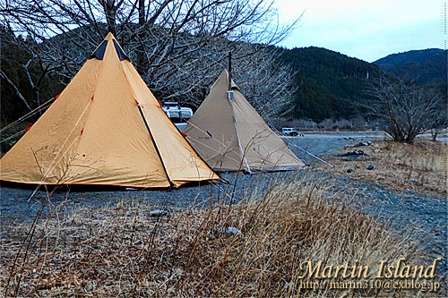 冬の河原でストーブキャンプ ツイン ワンポールスタイル その1 Martin Island 空と森と水と