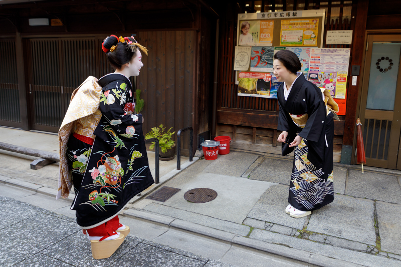 新年のあいさつ回り 上七軒 ふみ幸さん 大文字の皆さん 花景色 K W C Photoblog