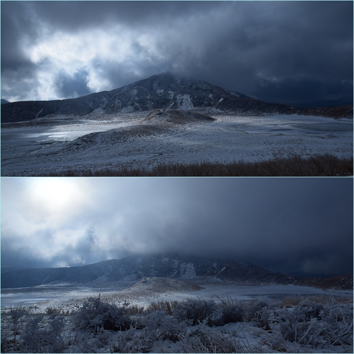 阿蘇大観峰での御来光鑑賞と雪の草千里周回。_f0016066_22293440.jpg