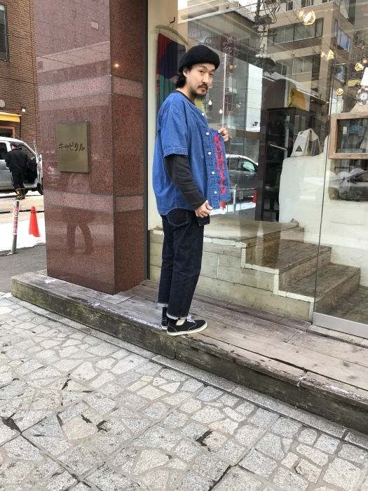 Kapital 8ozデニムスラッピープリズンベースボールシャツ　サイズ3 Kapital 8ozデニムスラッピープリズンベースボールシャツ サイズ