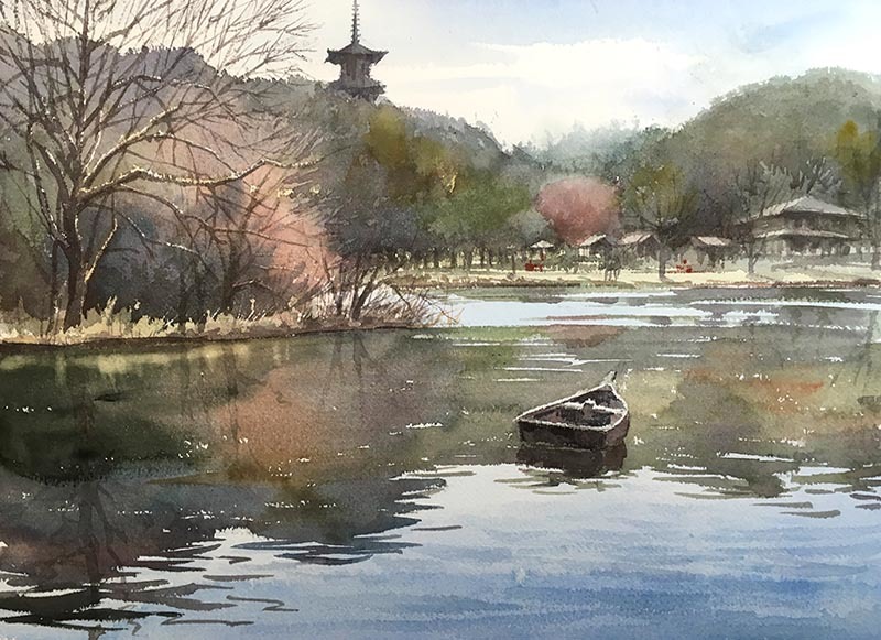 水彩画原画 横浜三渓園5