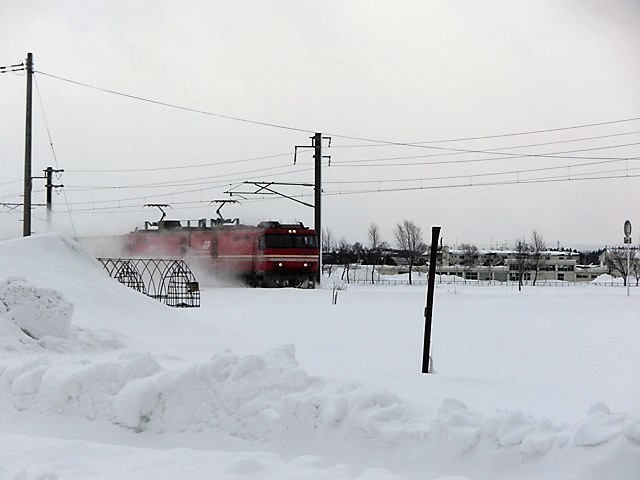 藤田八束の鉄道写真＠雪の青森、豪雪と貨物列車「レッドサンダー」  _d0181492_18152703.jpg