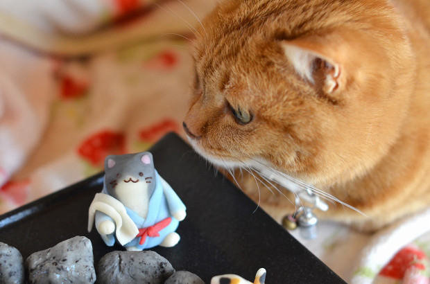 猫の日に、猫いっぱいの露天風呂練り切り（後編）　　Homemade Cats Nerikiri on Open-air Hot Spring for Japanese Cat Day 2_d0025294_17561654.jpg