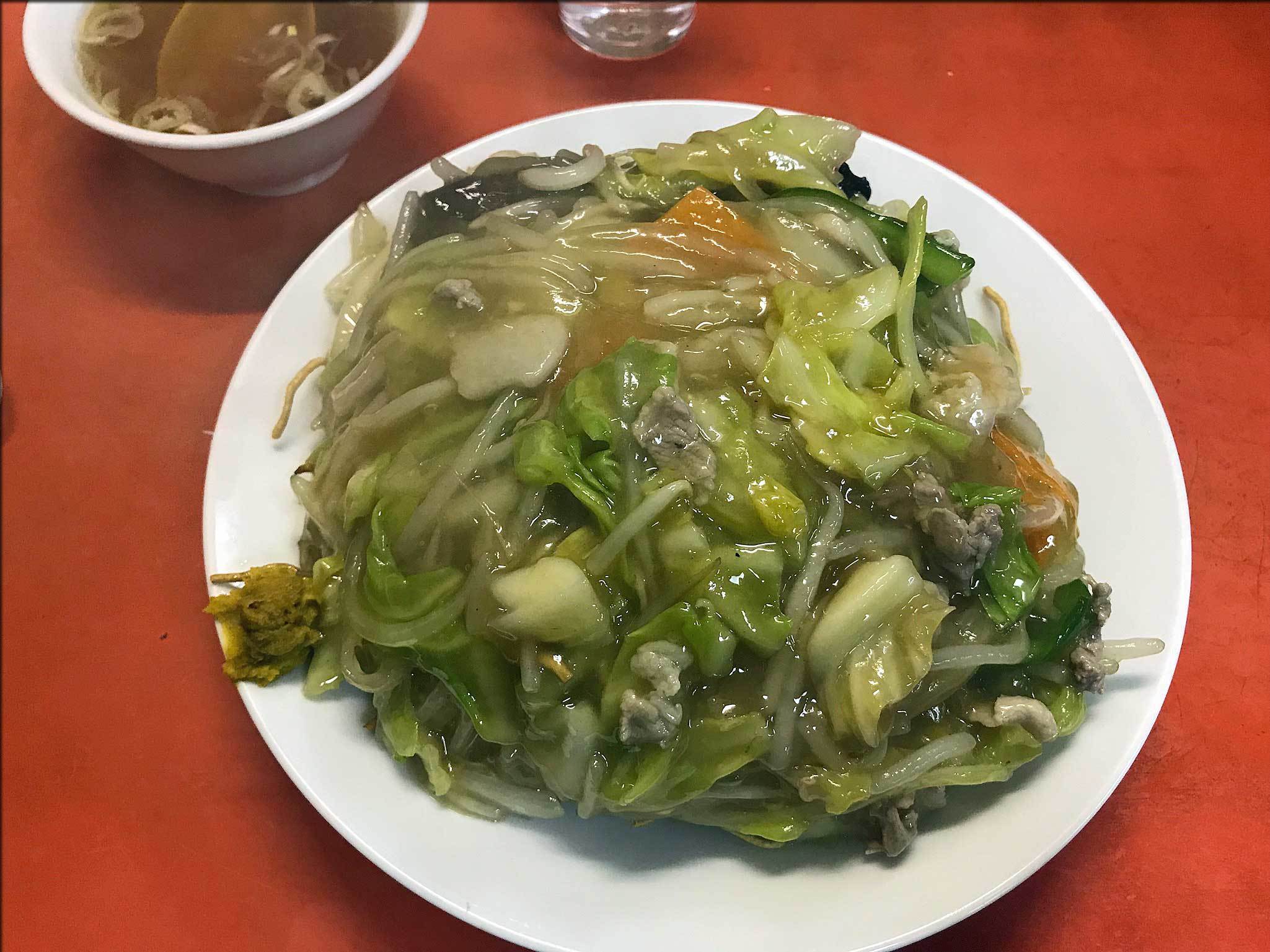 昭和レトロな 中華三原 で揚焼きそば 銀座 人形町からごちそうさま