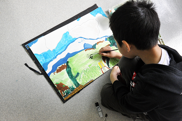 児童画クラス　雪の金剛山を描こう！_b0212226_14592587.jpg