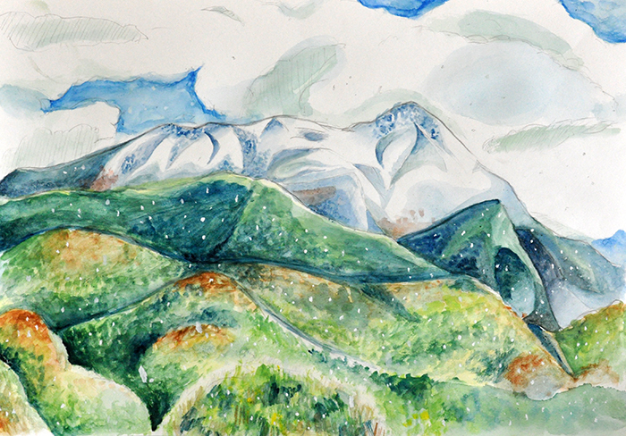 児童画クラス 雪の金剛山を描こう!_b0212226_15023325.jpg