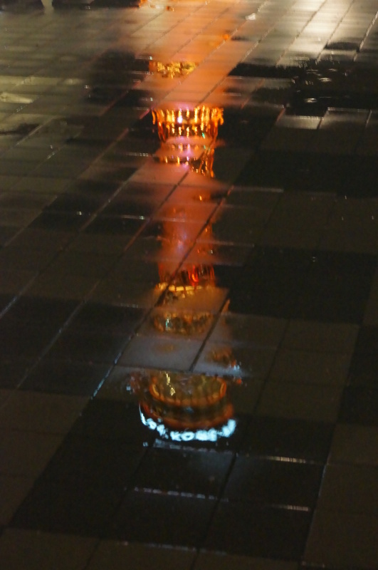 水たまりはキャンパス 雨の日の夜のメリケンパーク たんぶーらんの戯言