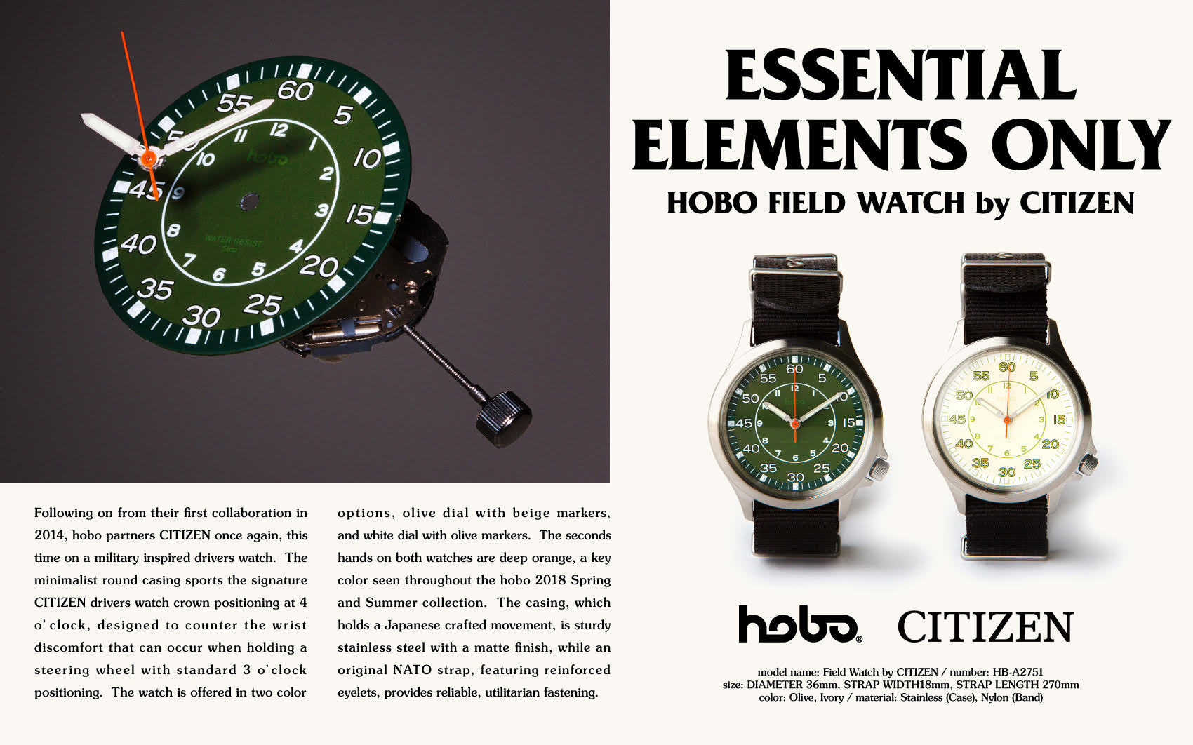 hobo Field Watch by CITIZEN 明日全国一斉発売_f0224266_19302234.jpg