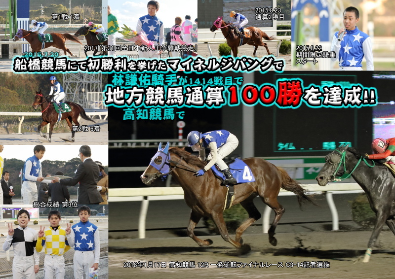 林謙佑騎手が高知競馬で、地方競馬通算100勝を達成!!_a0077663_18520118.jpg