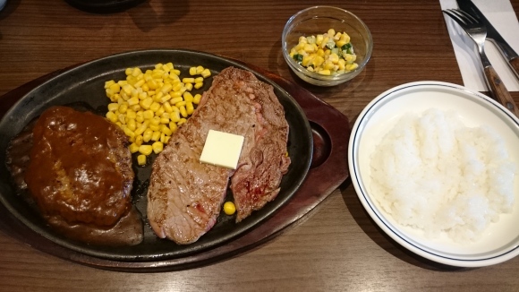 3/15 ステーキ&ハンバーグ RIVER リバー ダブルステーキ150グラム & 瓶ビール @日野市_b0042308_11511219.jpg