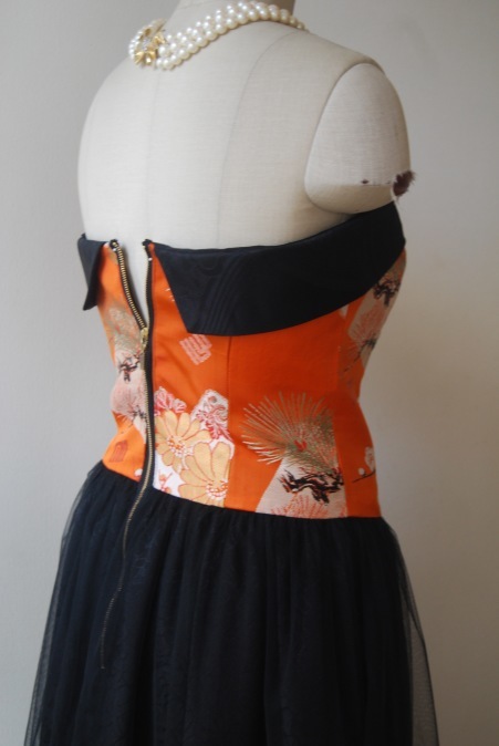 着物リメイク・帯からチューブトップドレス : harico couture