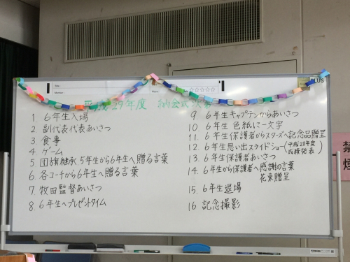 納会 6年生を送る会 浜風スターズ 納会 6年生を送る会 浜風スターズ