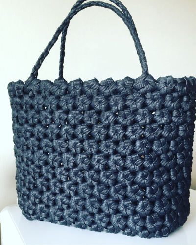 花編みハーフのクラフトバッグ