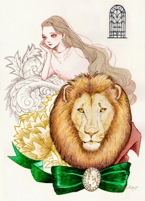 美女と野獣的な、女性とライオン_f0228652_16391159.jpg
