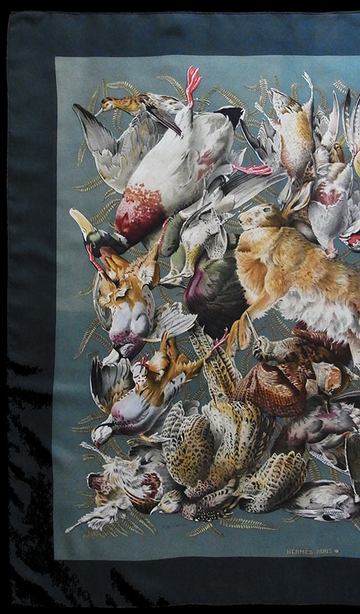 状態良品 激レア エルメス HERMES スカーフ カレ ジビエ 狩猟の鳥獣 