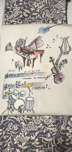 人見敏男さんに描いて頂いた楽器の帯・新作イタリアの帯_f0181251_2142036.jpg