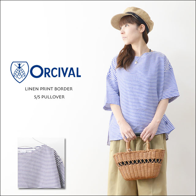 ORCIVAL[オーチバル・オーシバル] LINEN PRINT BORDER S/S PULLOVER [RC-3648YLR] リネンルピント半袖プルオーバーシャツ LADY\'S_f0051306_16203791.jpg