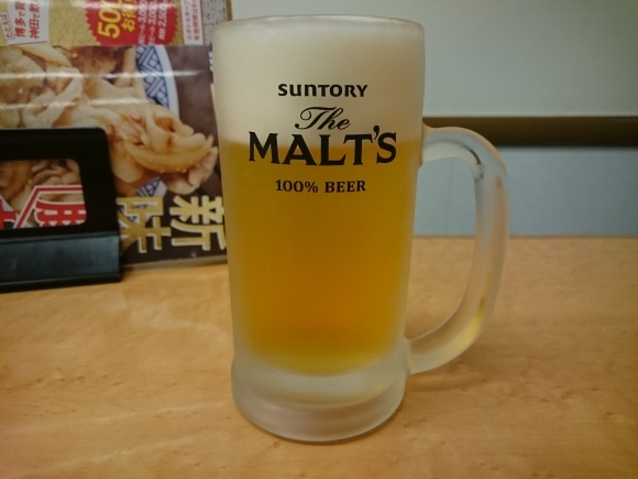 4/21 牛牛定食ご飯大盛り無料¥680 + 生ビール¥380 @吉野家_b0042308_01104244.jpg