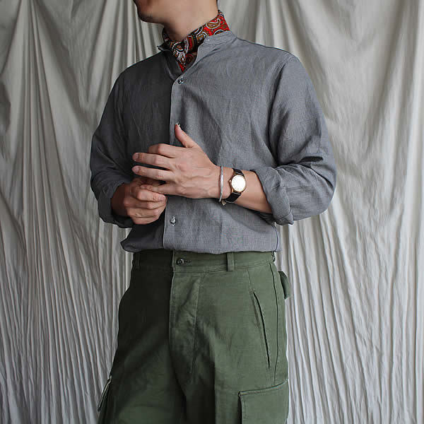 Atelier de vetements shirt / No.27 Italian linen band collar shirts_c0181543_17550679.jpg